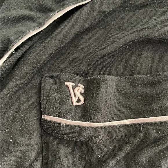 Victoria's Secret Black Modal Button-Front Sleep Shirt with Pink Trim - Picture 5 of 5